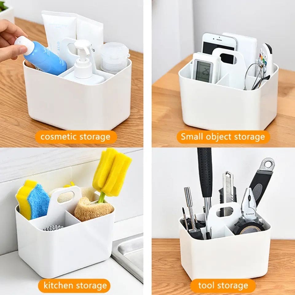 3 Compartment Shower Container, Portable Desktop Storage Box, Multifunction Divided Organizer, Countertop Storage Box With Handle, Multipurpose Stackable Storage Box 3 Compartment Shower Container, Portable Desktop Storage Box, Multifunction Divided Organizer, Countertop Storage Box With Handle, Multipurpose Stackable Storage Box